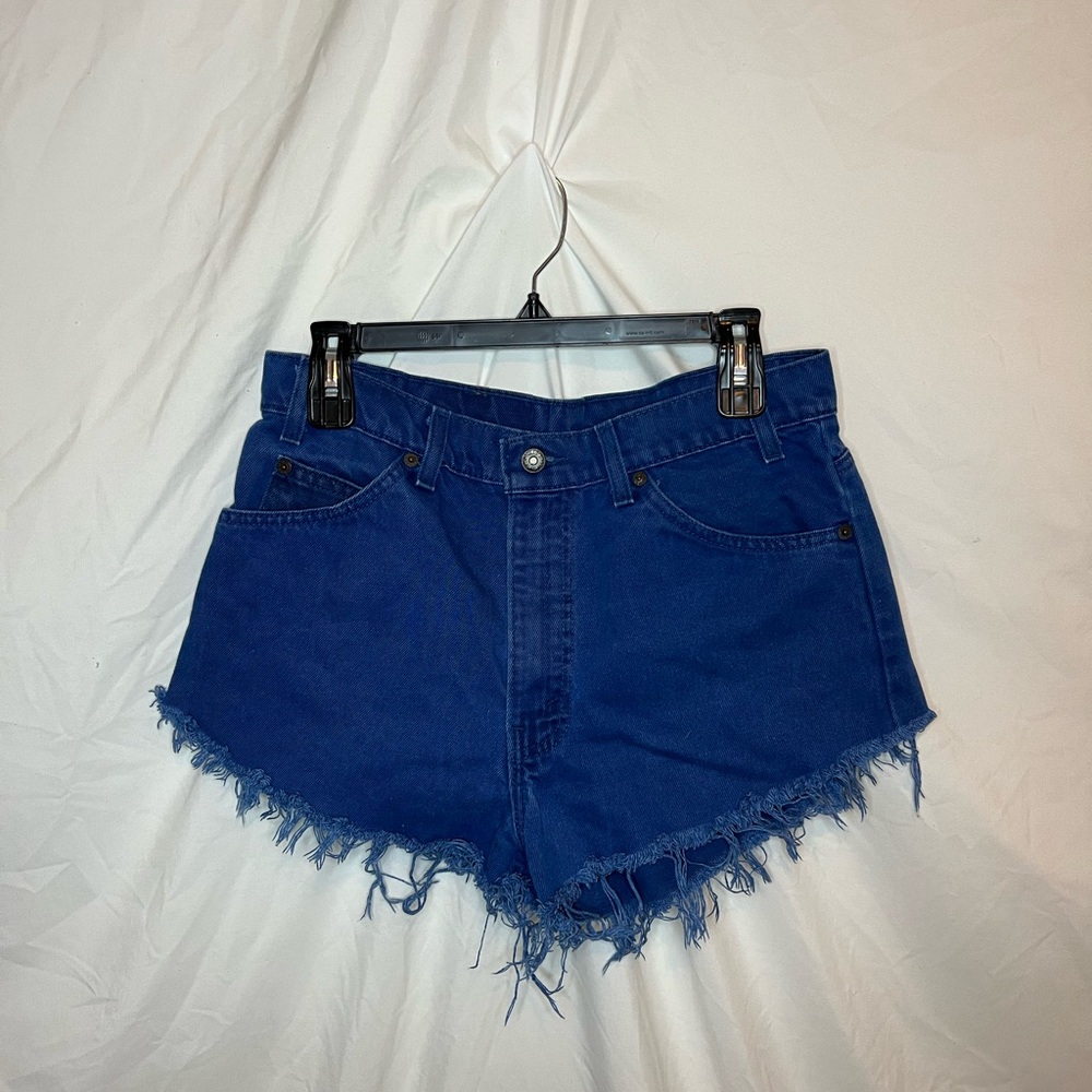 LEVI’S Blue Denim Frayed Hem Women's Shorts